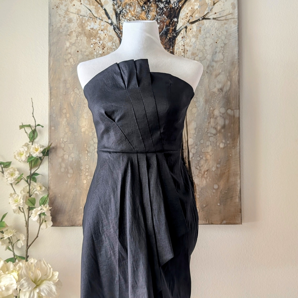 Calvin Klein Black Strapless Pleated Sheath Dress - Picture 4 of 6